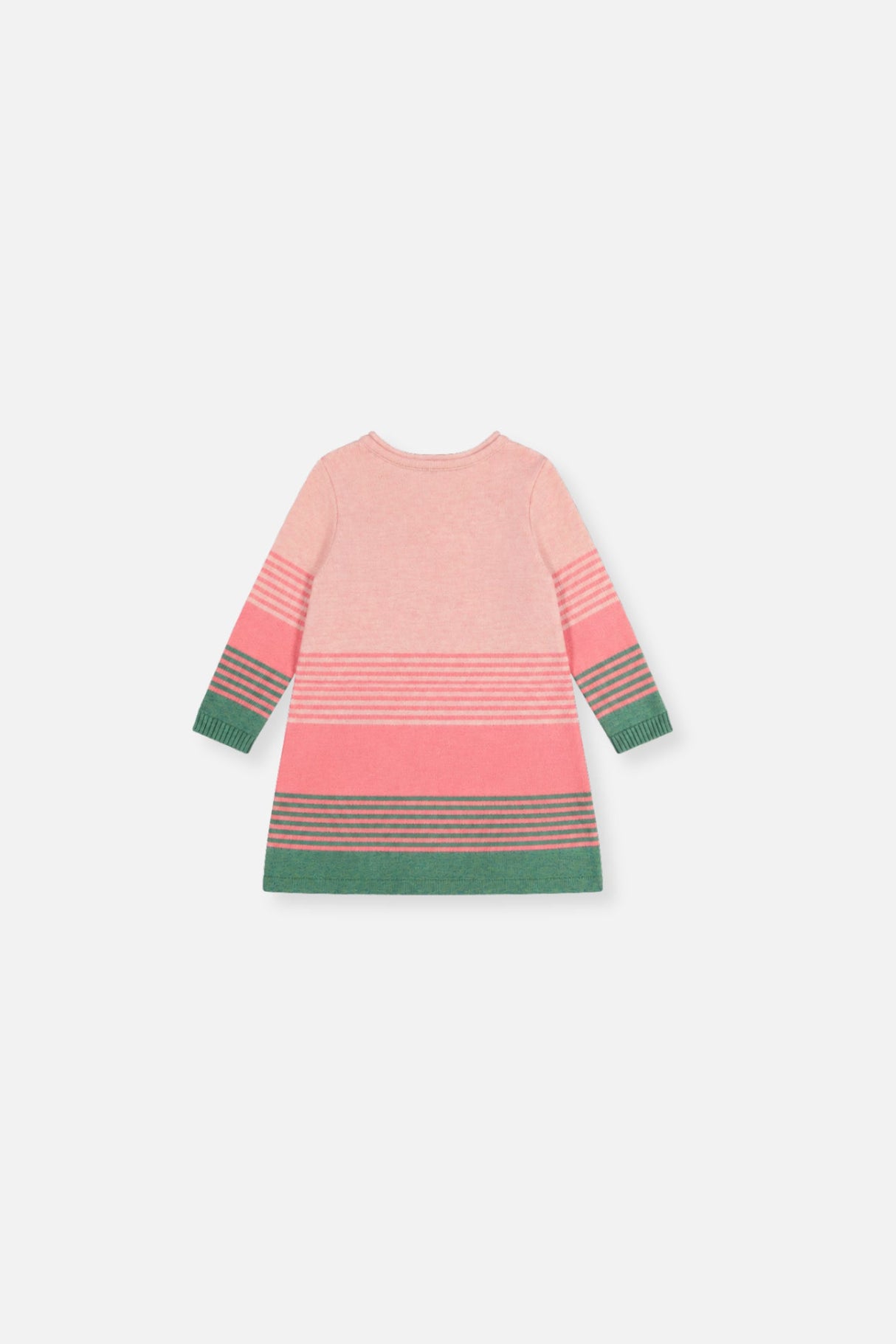 Baby Knitted Stripe Dress Very Pale Pink And Green-1