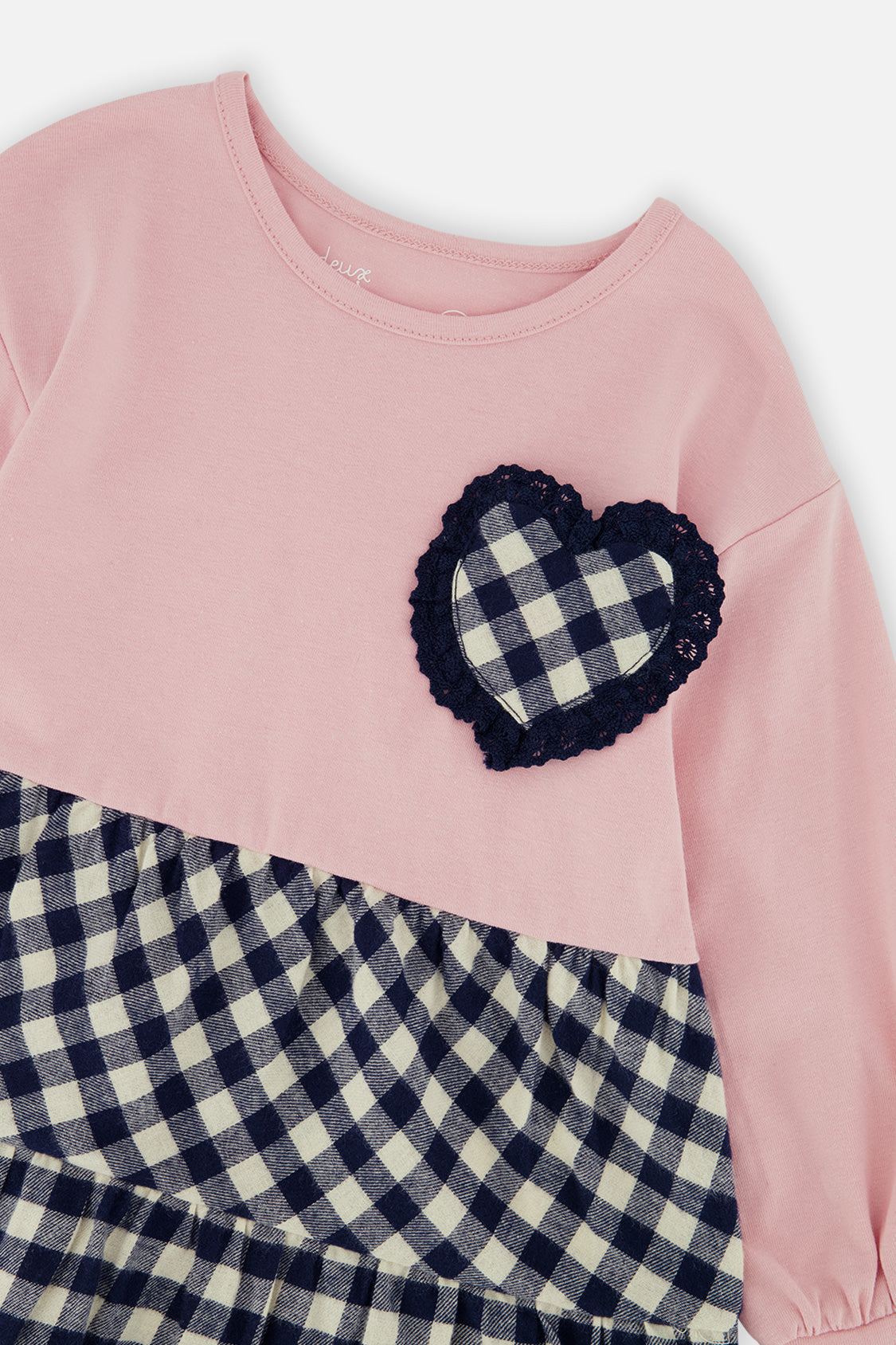 Deux par Deux girls' pale dusty pink tunic and navy leggings set, additional view