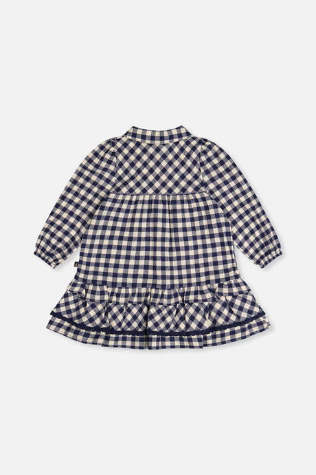 Shirt Dress With Frills Blue And White Gingham Print-2