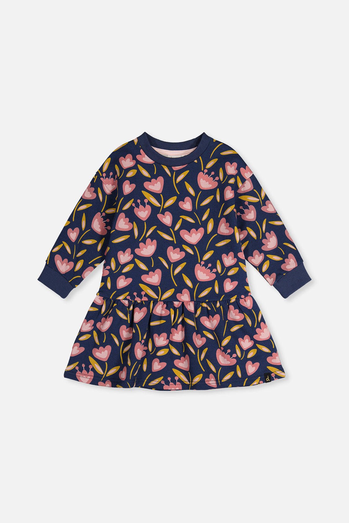 French Terry Dress Blue Tulip Print-2