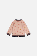 Baby Knitted Jacquard Cardigan Pale Dusty Pink And Navy-1