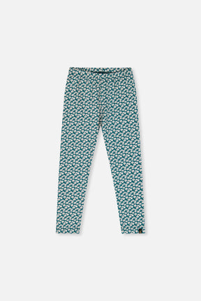Organic Cotton Leggings Green Daisy Print-0