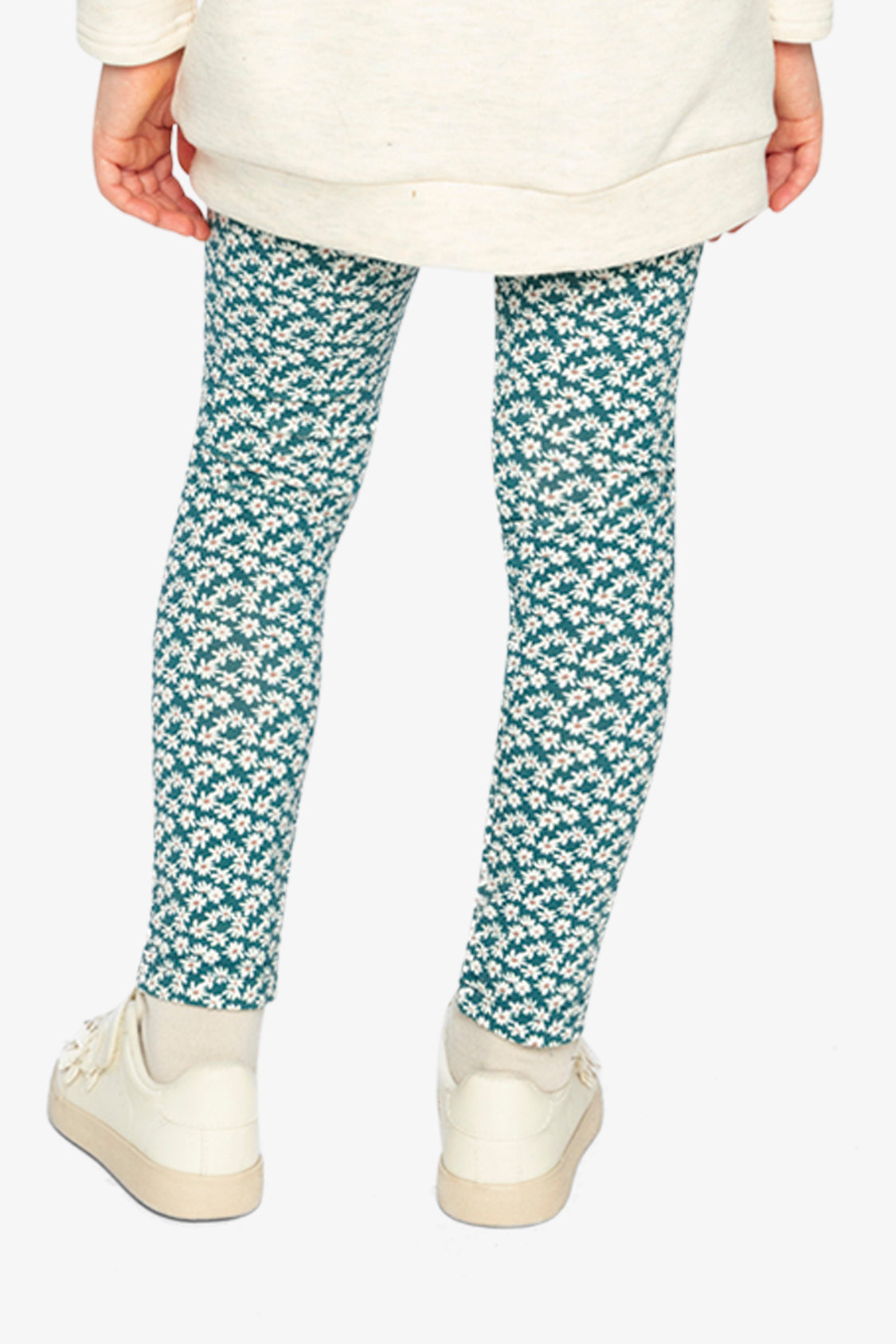 Organic Cotton Leggings Green Daisy Print-3