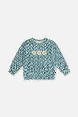 Printed Jersey Long Sleeve T-Shirt Green Floral Print-0