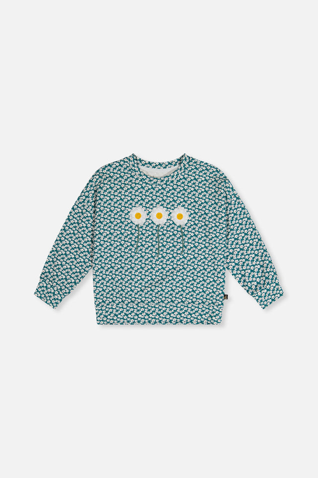 Printed Jersey Long Sleeve T-Shirt Green Floral Print-0