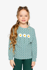 Printed Jersey Long Sleeve T-Shirt Green Floral Print-1