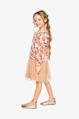 Bi-Material Dress Pink Strawberry Print-2
