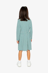 Organic Cotton Dress With Pockets Green Floral Print-3