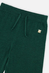 Deux par Deux girls' knit flare pants in jasper printed green, view 7