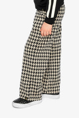 Flare Pants Black And Beige Houndstooth-3