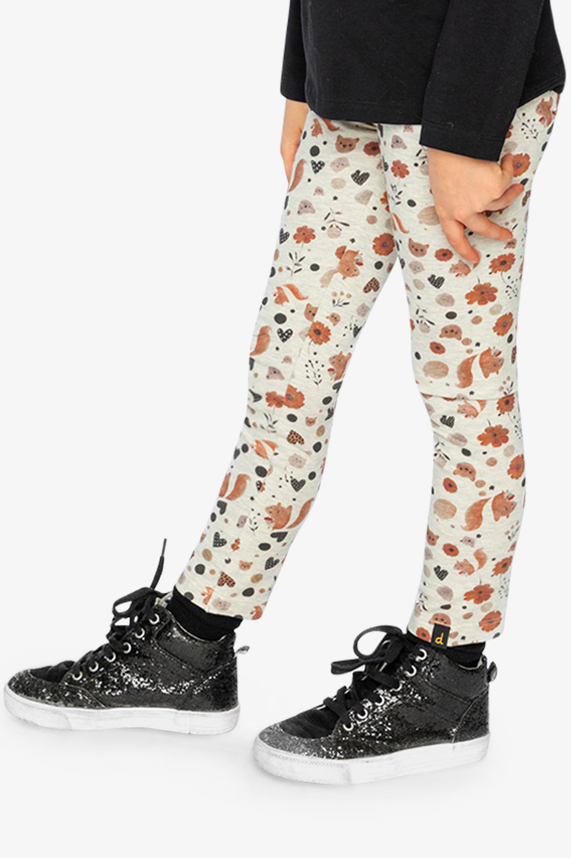 Organic Cotton Leggings Beige With Squirrel Print-2