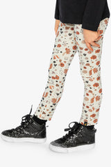 Organic Cotton Leggings Beige With Squirrel Print-2