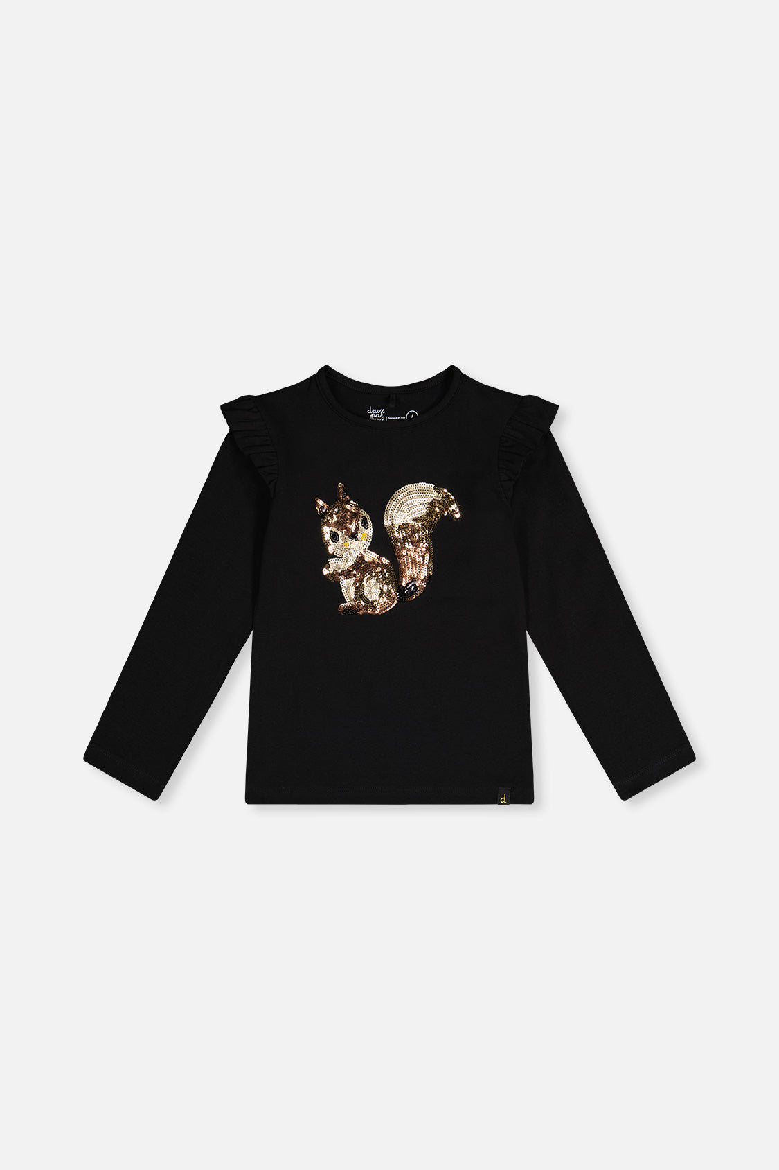 Long Sleeve Organic Cotton Squirrel T-Shirt Black And Brown-0