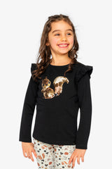Long Sleeve Organic Cotton Squirrel T-Shirt Black And Brown-1