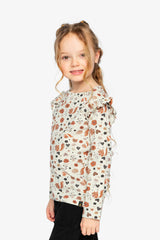 Long Sleeve Organic Cotton T-Shirt Beige With Squirrel Print-2