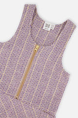 Deux par Deux girls' purple checkered pinafore jumper, additional view