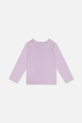 Deux par Deux lavender long sleeve organic cotton tee for girls, back view