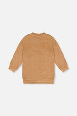 Deux par Deux brown velour poodle tunic for girls, back view