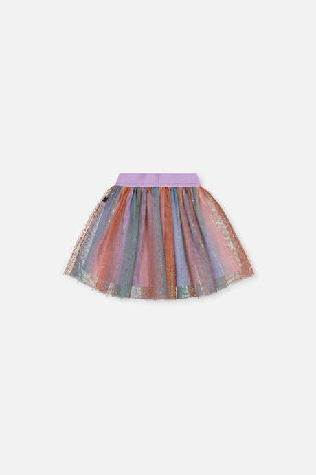 Deux par Deux multicolor gradient mesh mini skirt for girls, back view