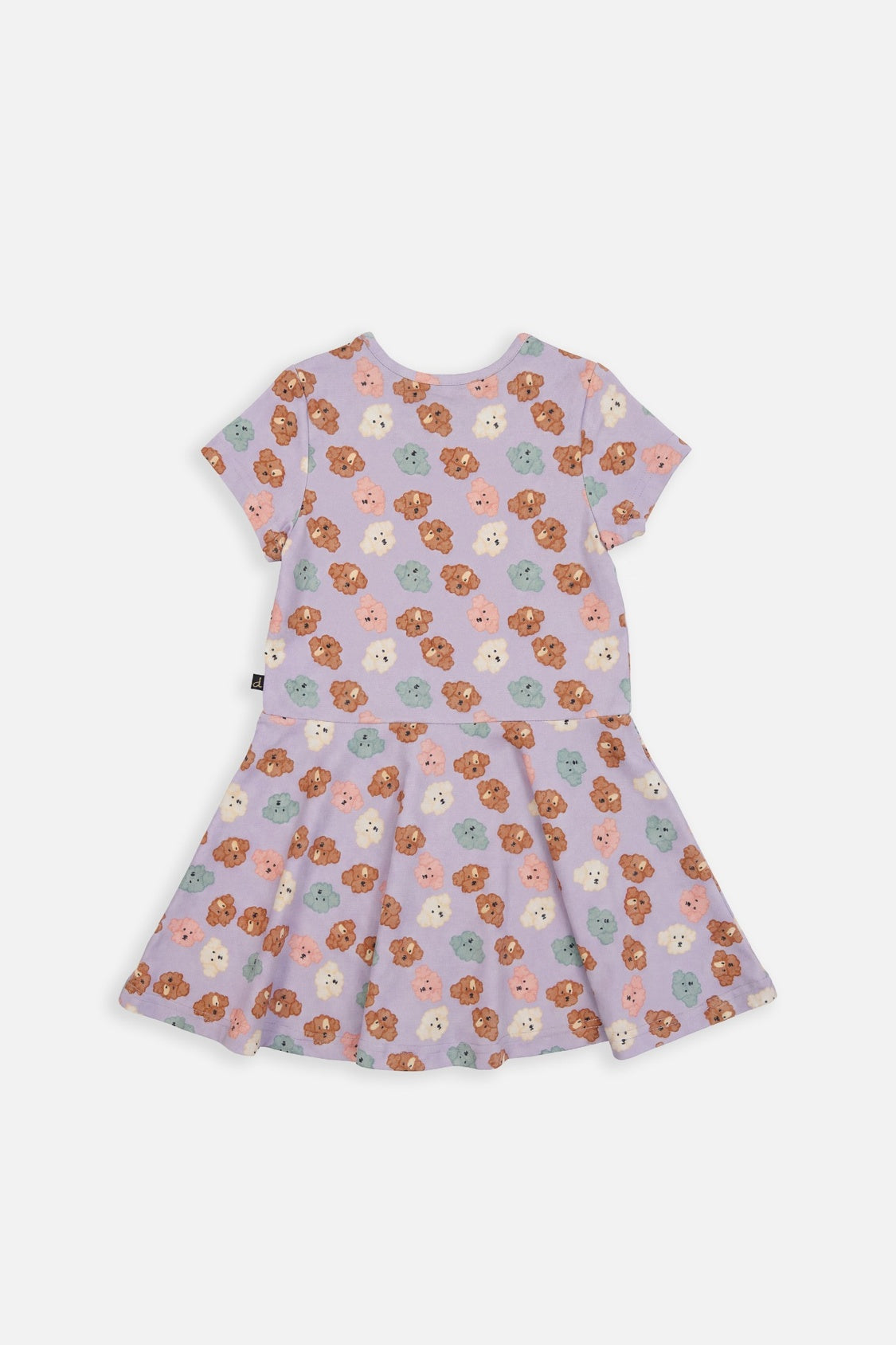 Deux par Deux Short Sleeve Jersey Dress Purple Poodle Print
