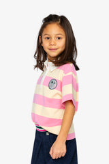 Polo Top Pink And Beige Stripes-3