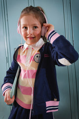 Polo Top Pink And Beige Stripes-2
