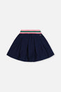 Pleated French Terry Skirt Navy Blue Denim-0