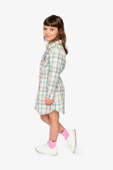 Shirt Dress With Belt Green And Pink Plaid-3