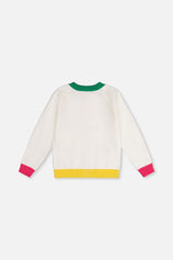 Deux par Deux Knitted Cardigan Off-White, Green And Pink