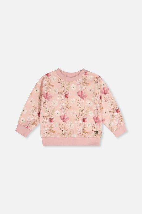 Sweatshirt Pink Printed Flowers-0