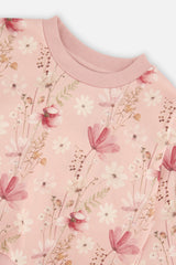 Deux par Deux Sweatshirt Pink Printed Flowers