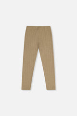 Deux par Deux girls tan jacquard leggings, back view laid flat