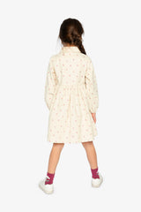 Corduroy Shirt Dress Beige Floral Print-2