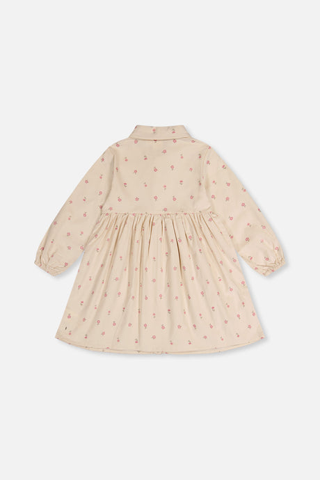 Corduroy Shirt Dress Beige Floral Print-4
