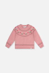 Sweater With Flower Jacquard Pale Dusty Pink-0