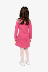 Knitted Dress With Flower Jacquard Raspberry Pink-3