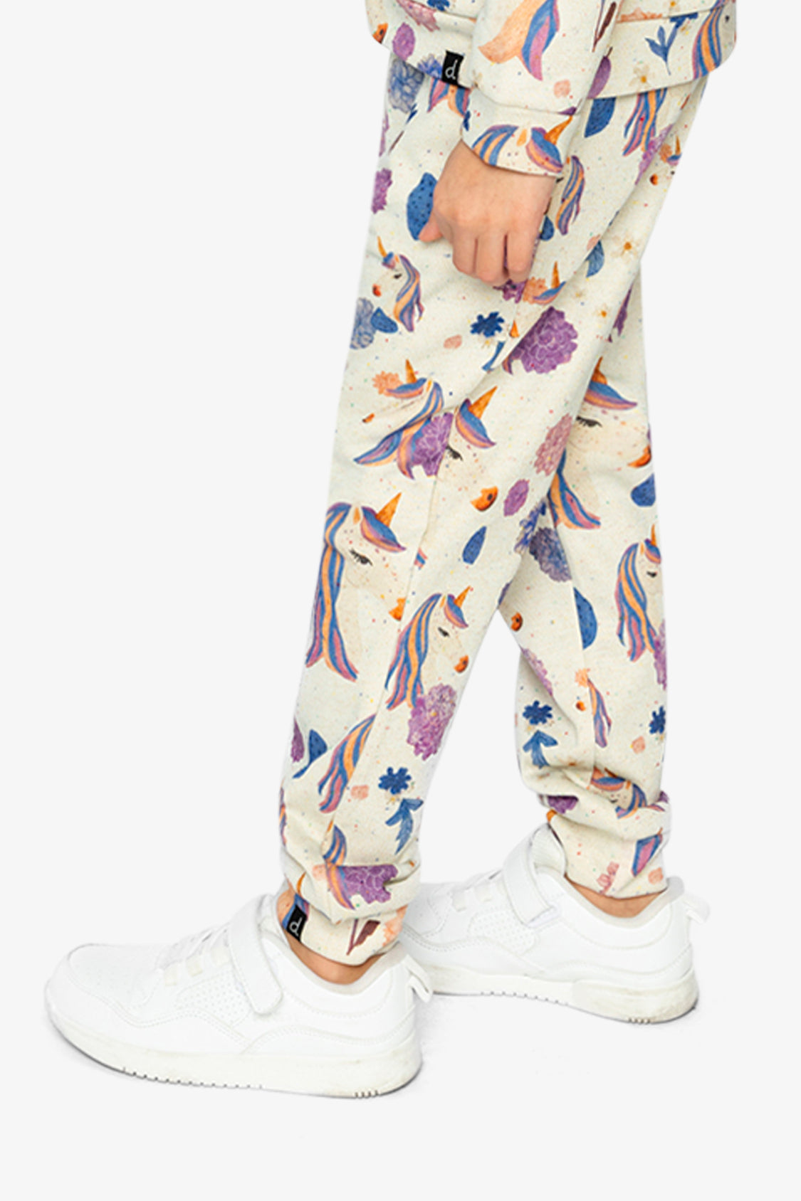 Sweatpants Beige Unicorn Print-2