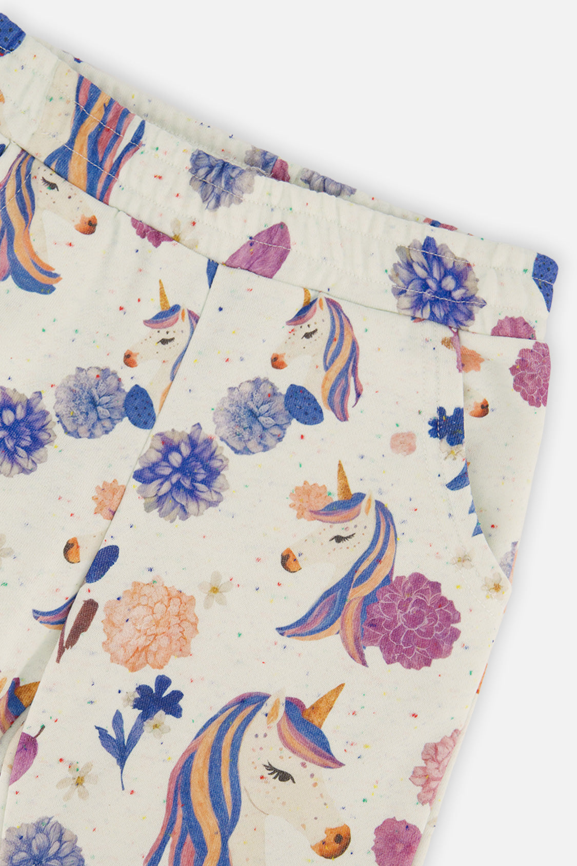 Deux par Deux beige unicorn print sweatpants, second alternate view