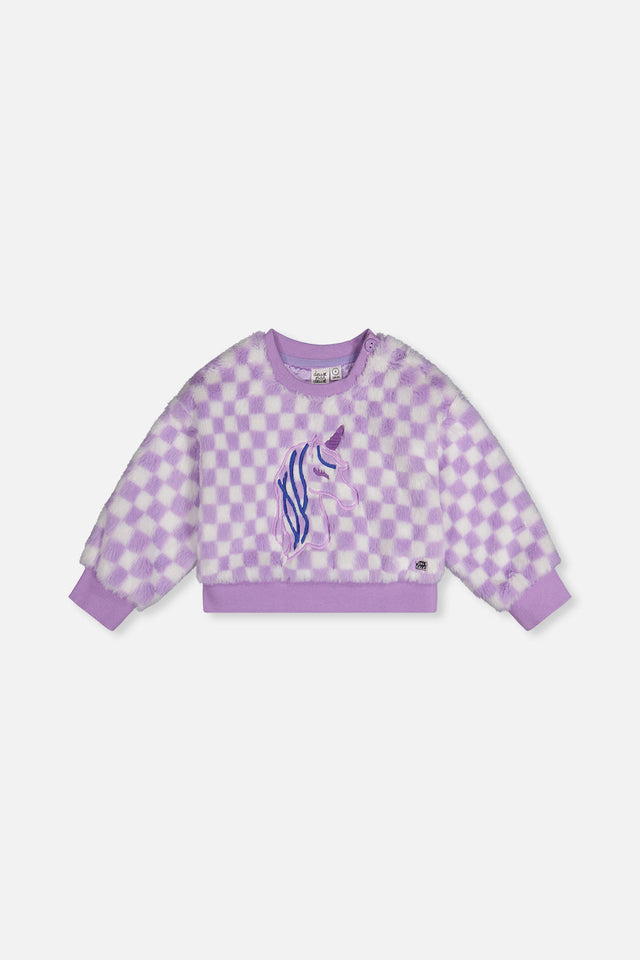 Faux Fur Top Lilac And White Tiles-0