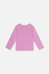 Plain back of the violet Deux par Deux long sleeve tee, flat lay back view