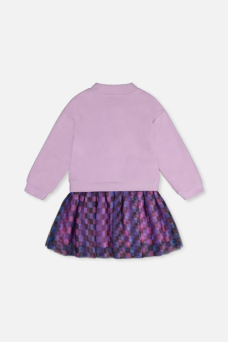 Bi-Material Dress Violet-4