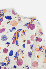 Deux par Deux beige unicorn print dress, alternate view