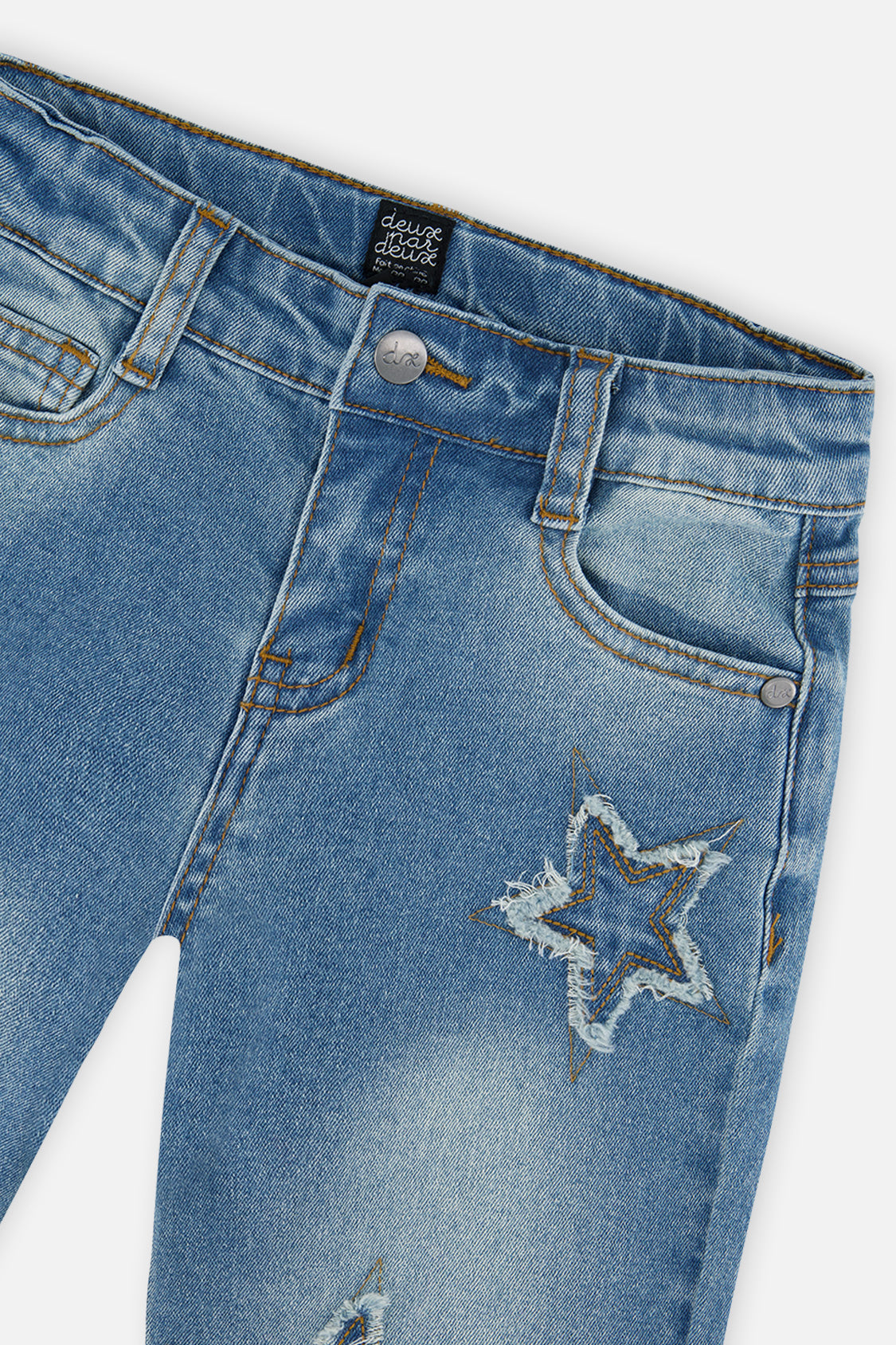 Deux par Deux girls' stretch jeans in navy blue denim, view 6
