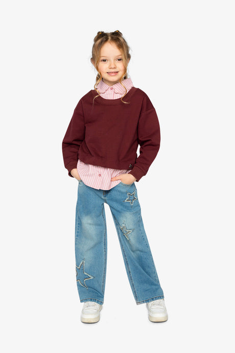 Fake Two Layer Sweater Reddish-Brown-4