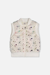 Faux Fur Sleeveless Vest Multicolored Star-0