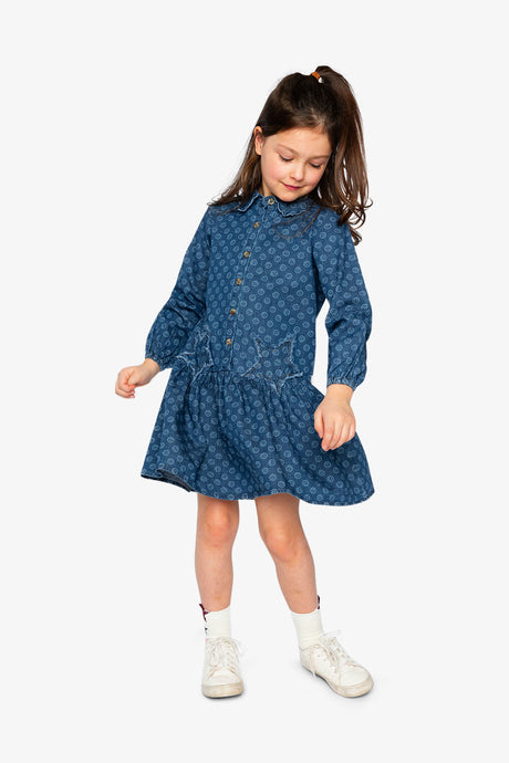 Shirt Dress Blue Smiley Print-1