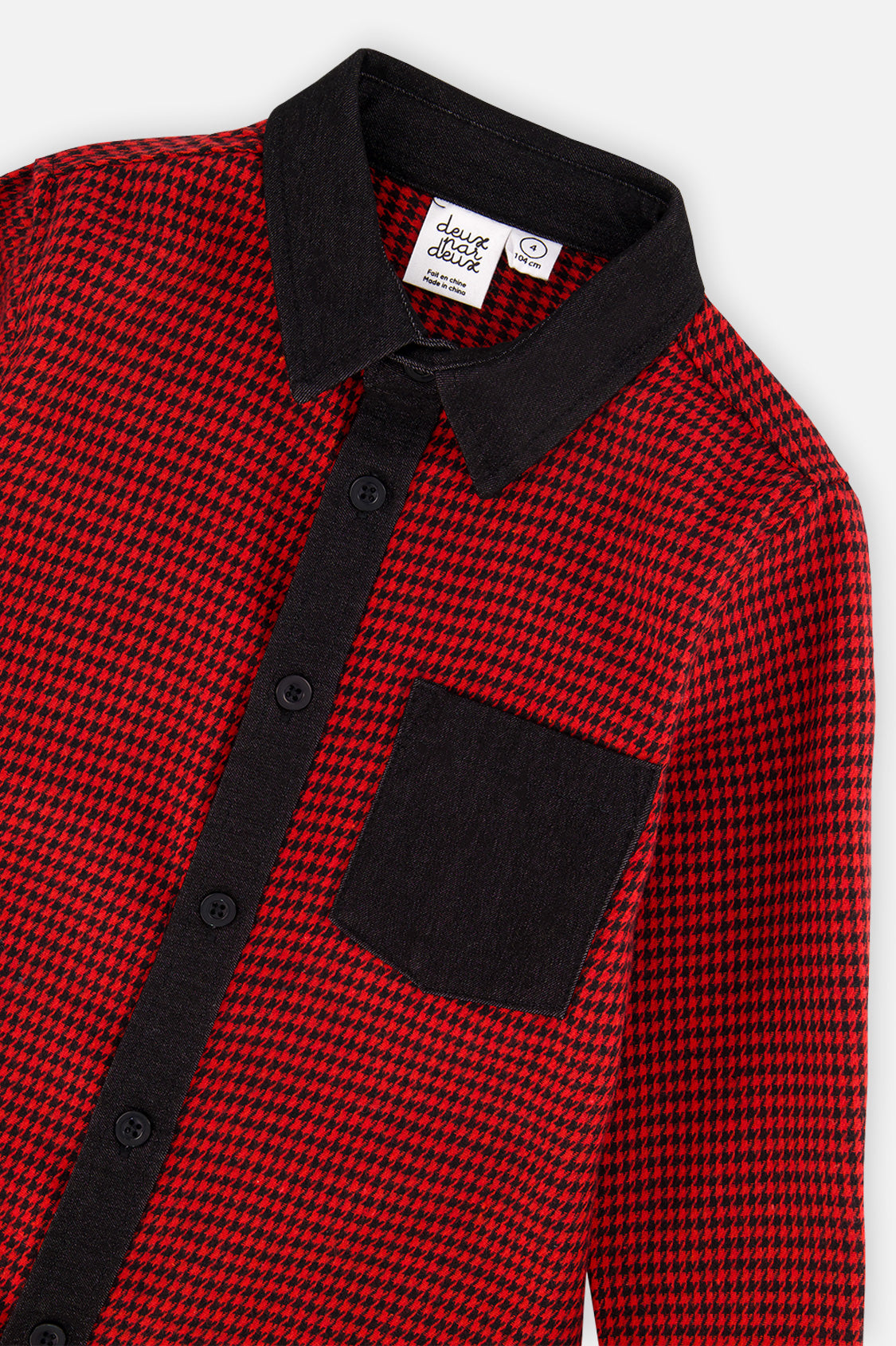 Deux par Deux black and red houndstooth button-down shirt, second alternate view