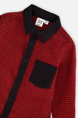 Deux par Deux black and red houndstooth button-down shirt, second alternate view