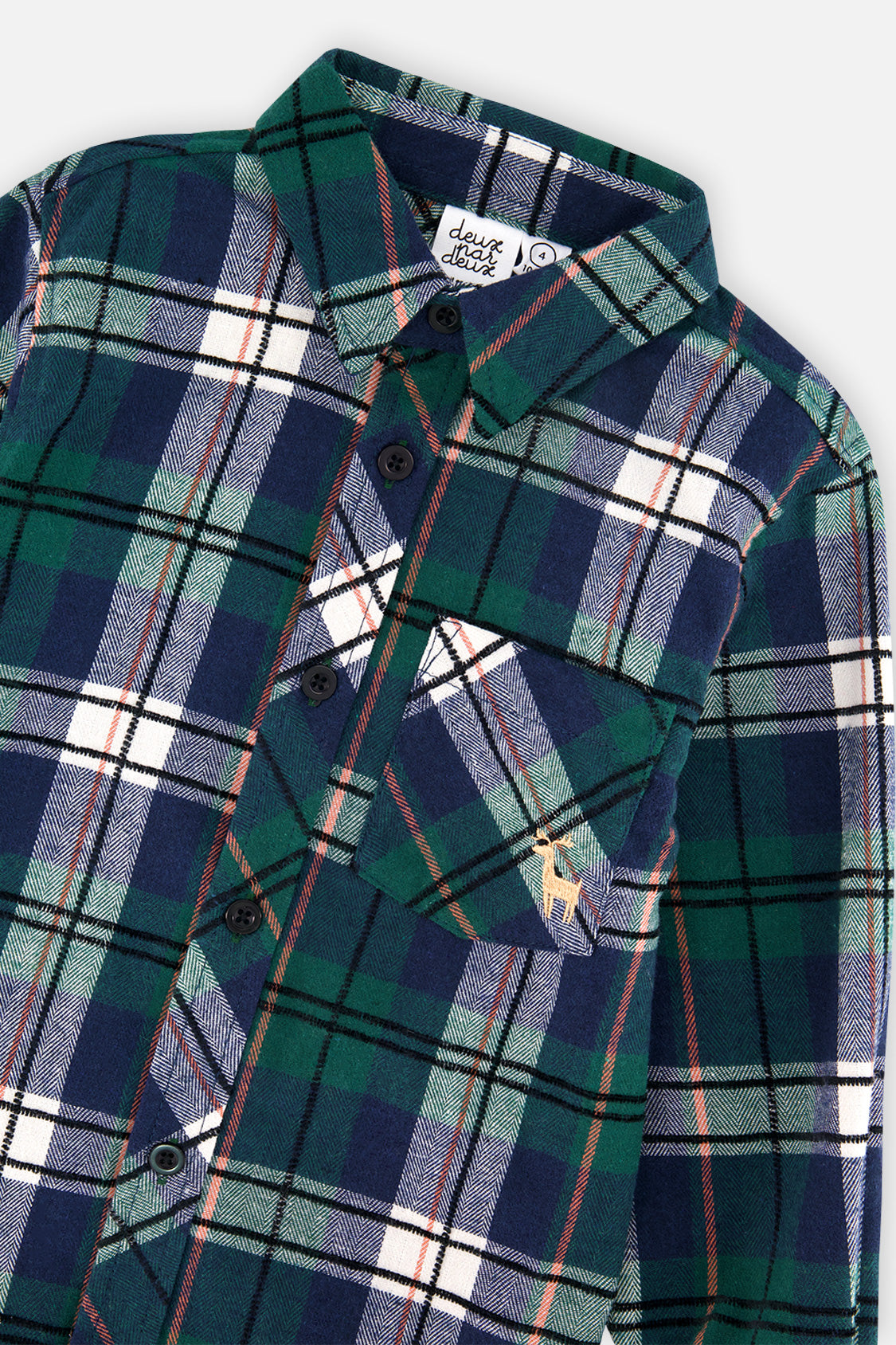 Deux par Deux blue and green plaid shirt, alternate view