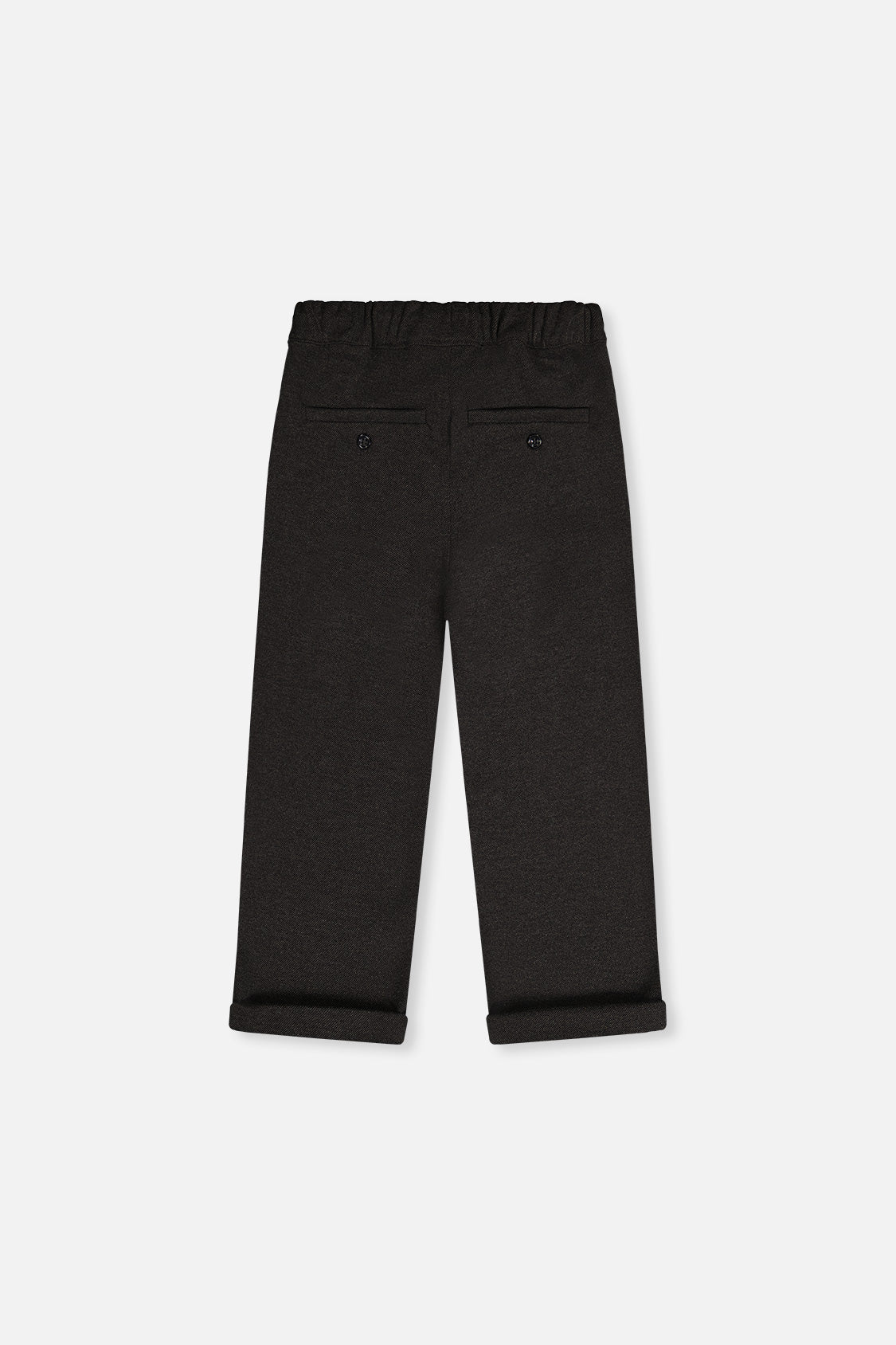 Deux par Deux boys' black stretch twill dress pants, back view
